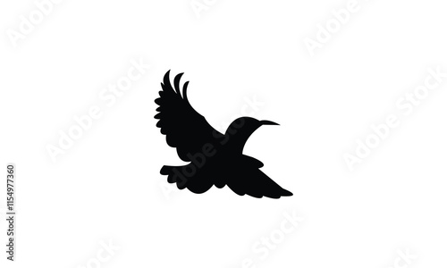 Flying Sunbird Silhouette Design  And Vector Illustration. 