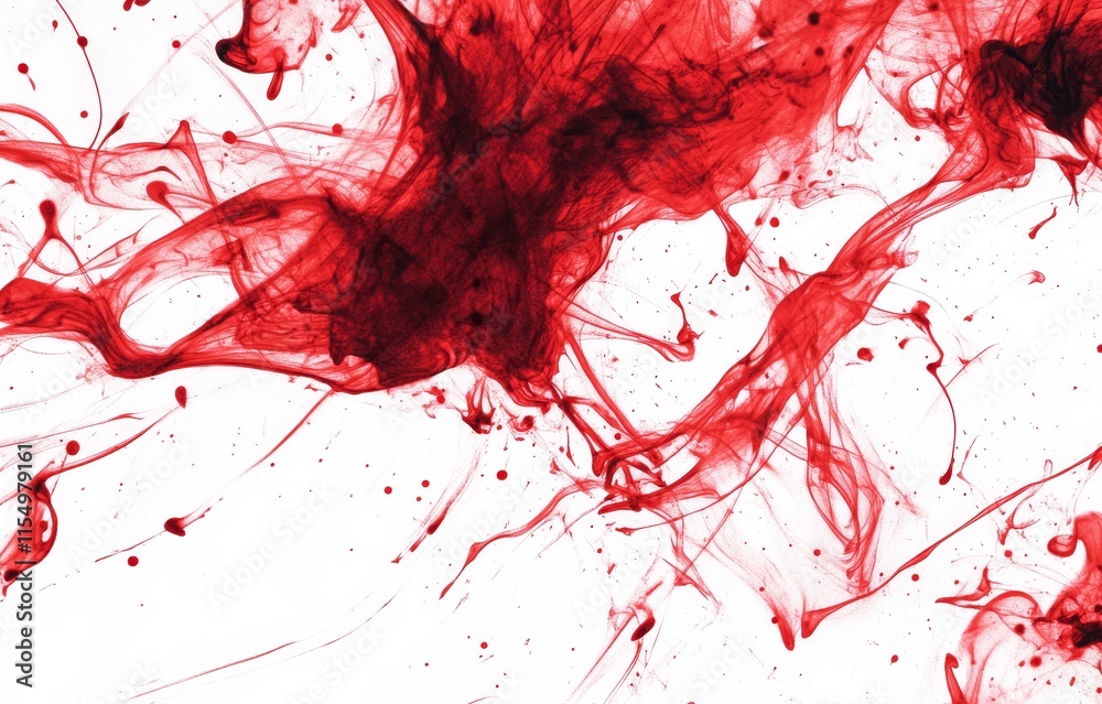 Abstract red ink swirling in water, isolated on white.