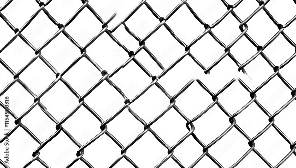 Fototapeta premium Close-up of a damaged chain link fence.