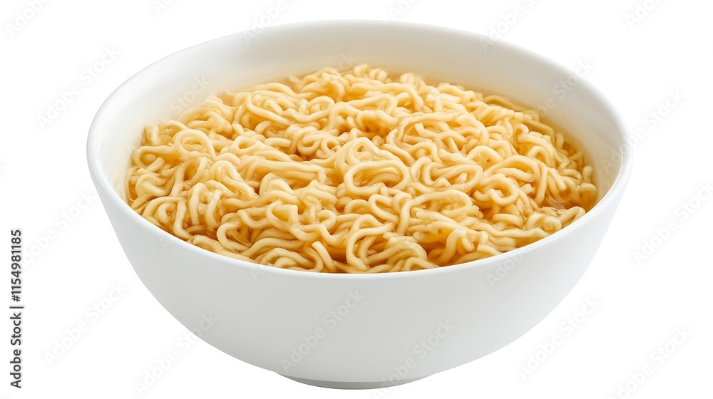 Instant noodles in bowl with parsley on white background top view Instant noodles in bowl with parsley on white background top view