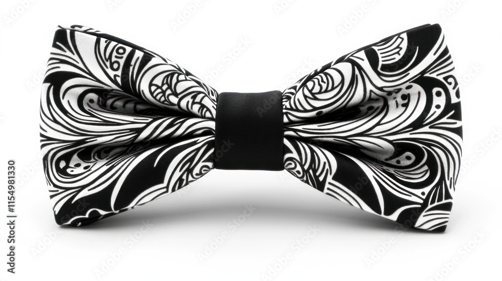 Obraz premium Black and white patterned bow tie isolated on white background. (1)