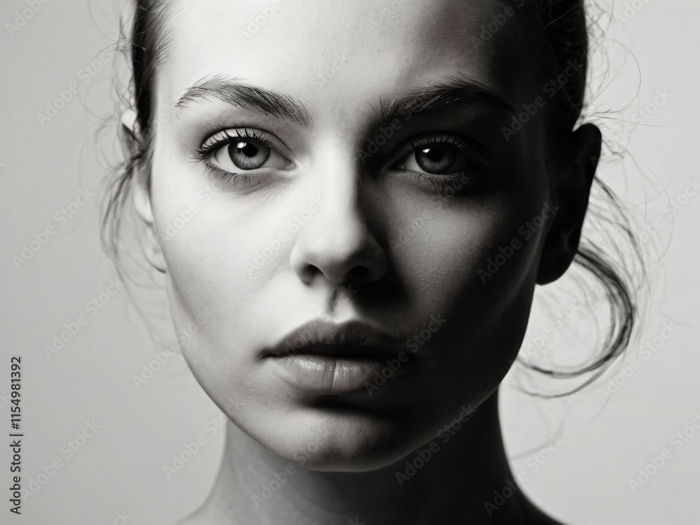 Fototapeta premium A monochrome, blurred portrait emphasizing light and texture.