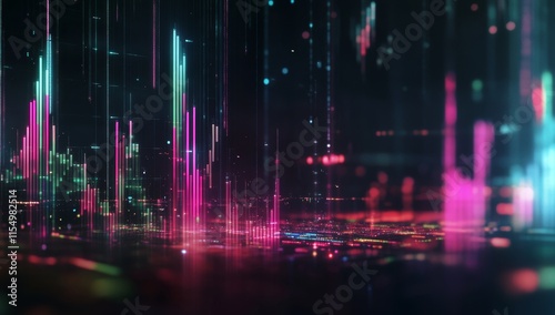 Wallpaper Mural Abstract digital cityscape with glowing lines and particles. Torontodigital.ca