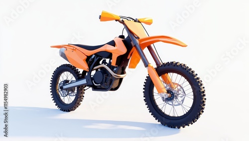 Orange dirt bike on white background. (5)