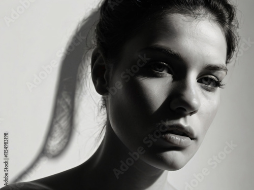 A monochrome, blurred portrait emphasizing light and texture. photo