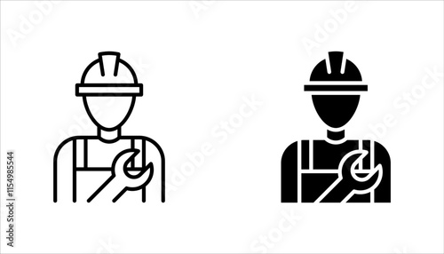 Technician icon set with simple design isolated on white background
