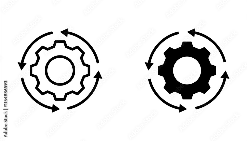 Technology development icon set, system integration, technical support, innovation concept on white background Technology development icon set, system integration, technical support, innovation concept on white background