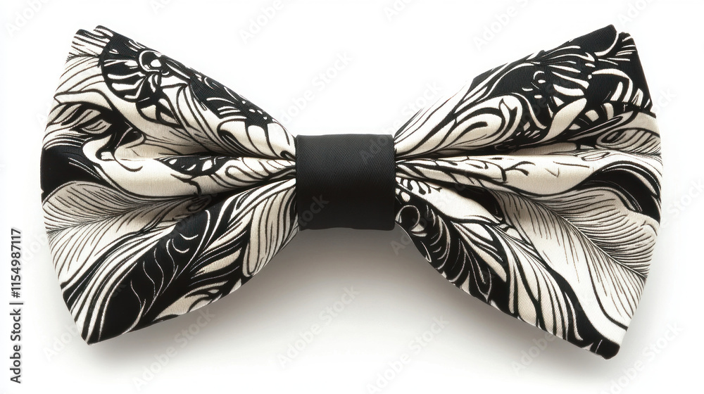 Obraz premium Black and white patterned bow tie isolated on white background. (2)