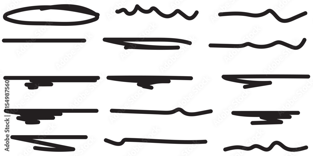 Set of handmade lines, brush lines, underlines. Hand-drawn collection of doodle style various shapes. Lettering Art Lines Set of handmade lines, brush lines, underlines. Hand-drawn collection of doodle style various shapes. Lettering Art Lines