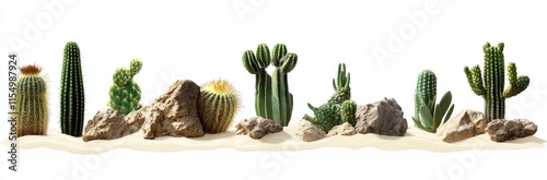 Desert Cactus and Rock Arrangement. photo