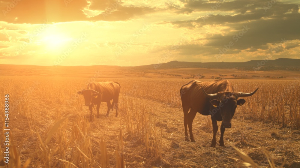 Struggling Animals in Dry Fields Under Harsh Lighting Struggling Animals in Dry Fields Under Harsh Lighting