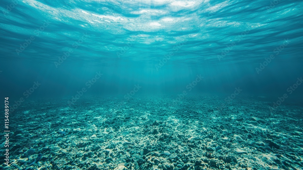 Obraz premium pristine seas pollution concept. Underwater scene with clear turquoise water and visible ocean floor.