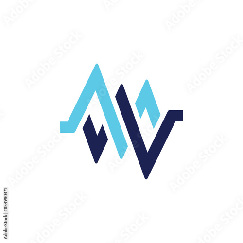 Abstract Letter MW Wave Resonance Logo