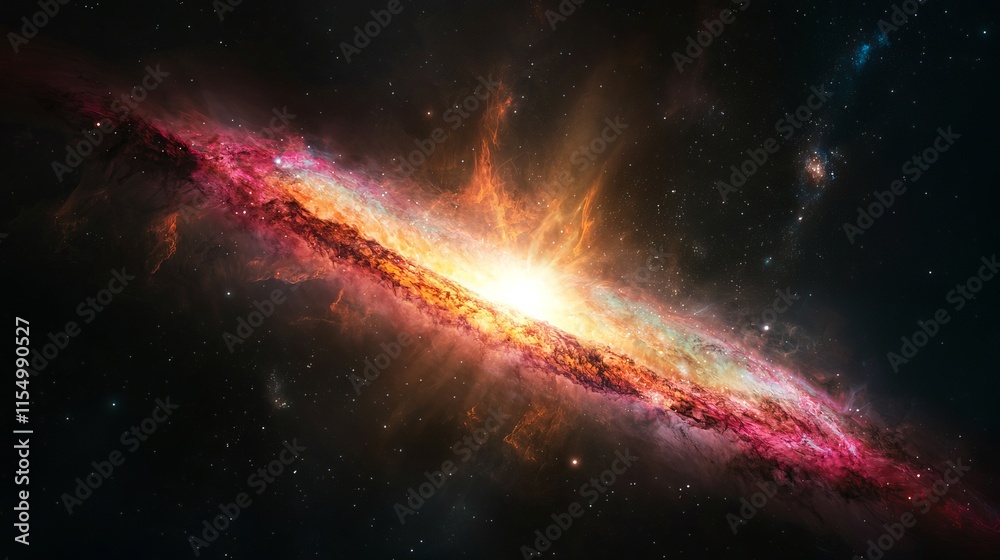 Fototapeta premium Cosmic Collision: Starburst Galaxy in Vivid Detail