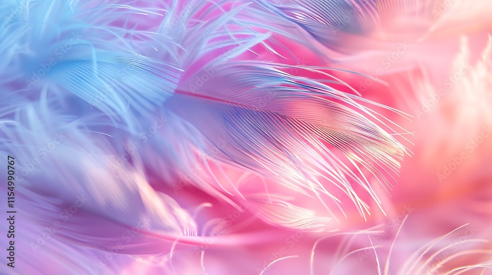 Pastel Feathers: A Dreamy Abstract of Soft Pink and Blue Pastel Feathers: A Dreamy Abstract of Soft Pink and Blue