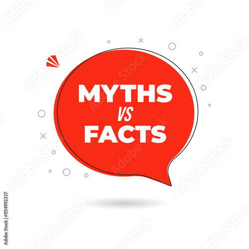Myths versus Facts symbol icon banner template. Vector untruth, superstition evidence reality show badge, truth and false badge, disbelieve quiz header. Truth or lie quiz, fake or proof. Vector