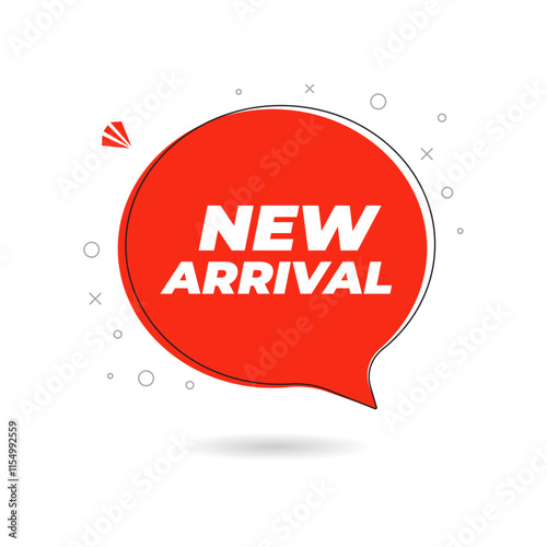 New Arrival speech bubble banner design. Product label background. New Arrival label For web and social media, new product background, product poster sign. Simple and modern vector illustration.