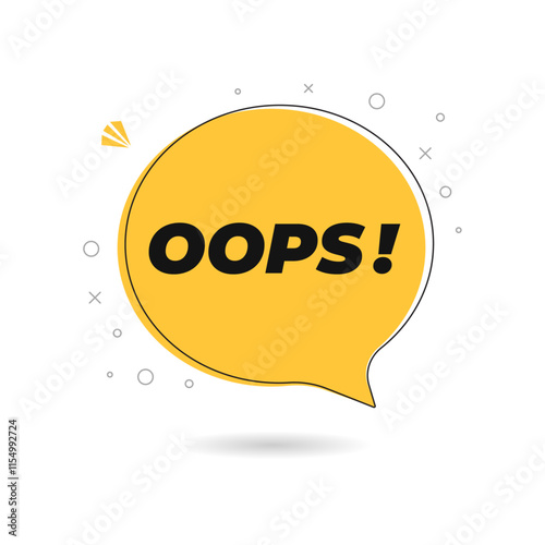 OOPS speech bubble with shadow. flat cartoon style trend modern minimal logotype graphic web design element isolated on white background. concept of instant pop-up message with bug or problem.