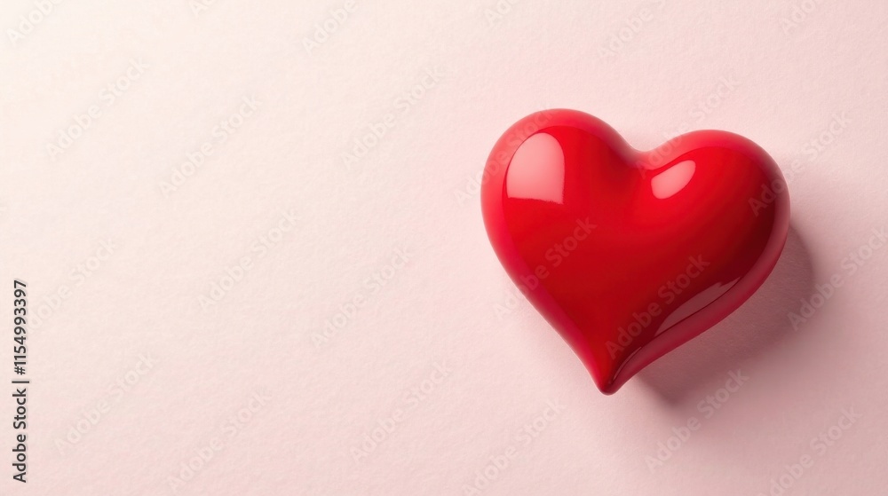 A Shiny Red Heart on a Pale Pink Background, Symbol of Love and Affection A Shiny Red Heart on a Pale Pink Background, Symbol of Love and Affection