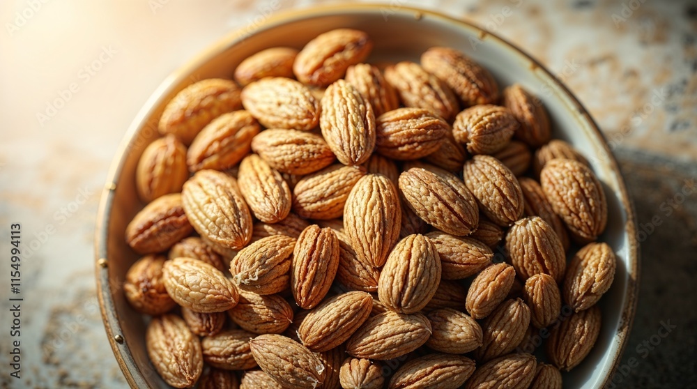 roasted organic almonds in a bowl, roasted organic almonds in a bowl,
