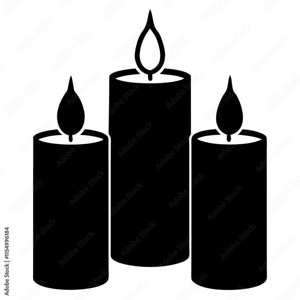 Fototapeta premium Candles silhouette vector on white background