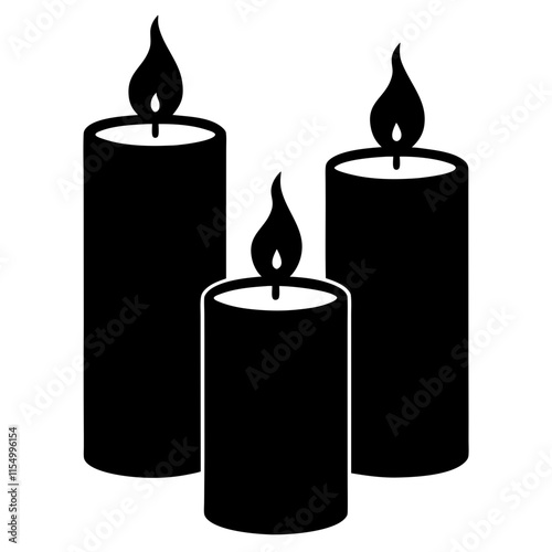  Candles silhouette vector on white background