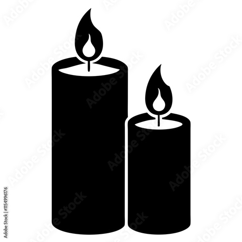 Candles silhouette vector on white background