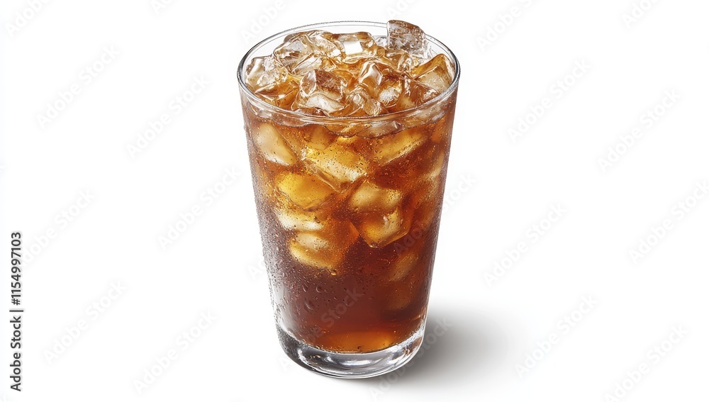 Iced tea in a glass with ice cubes. Iced tea in a glass with ice cubes.