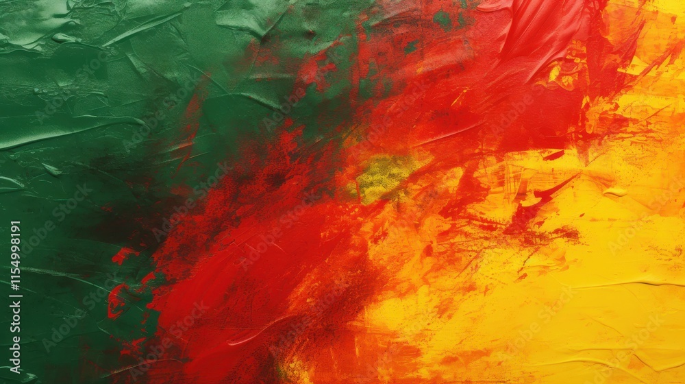 black history month canvas grunge texture concept. Vibrant abstract texture featuring green, red, and yellow hues. black history month canvas grunge texture concept. Vibrant abstract texture featuring green, red, and yellow hues.