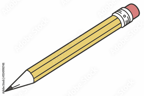 Pencil: A Timeless Tool with a Sharp Tip and Eraser vector silhouette on a white background