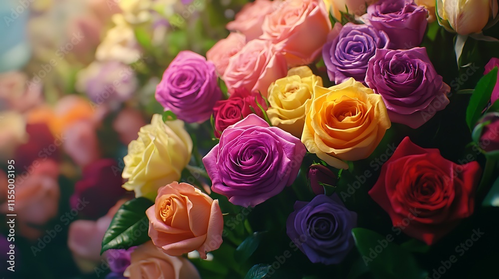 Bouquet of beautiful roses in vase on blurred background Bouquet of beautiful roses in vase on blurred background