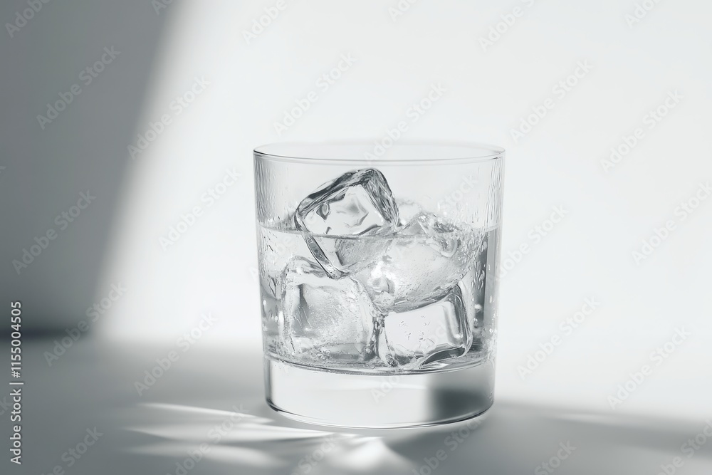 Refreshing glass of water with ice cubes. Refreshing glass of water with ice cubes.