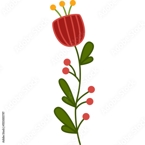 flower illustration minimal style on transparent background