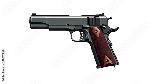 M1911 automatic Pistol handgun isolated on white background.