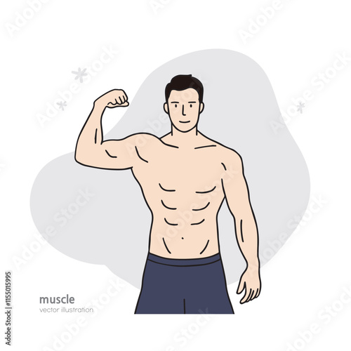 an illustration of a muscular man showing arm muscles