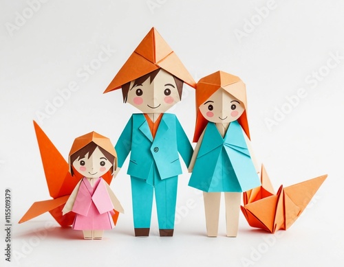 family with children origami