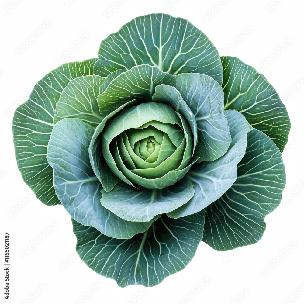 Fototapeta premium green cabbage vegetable isolated on transparent background Generative Ai.