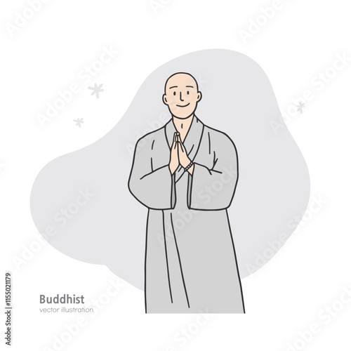 an illustration of a male monk holding his hands together