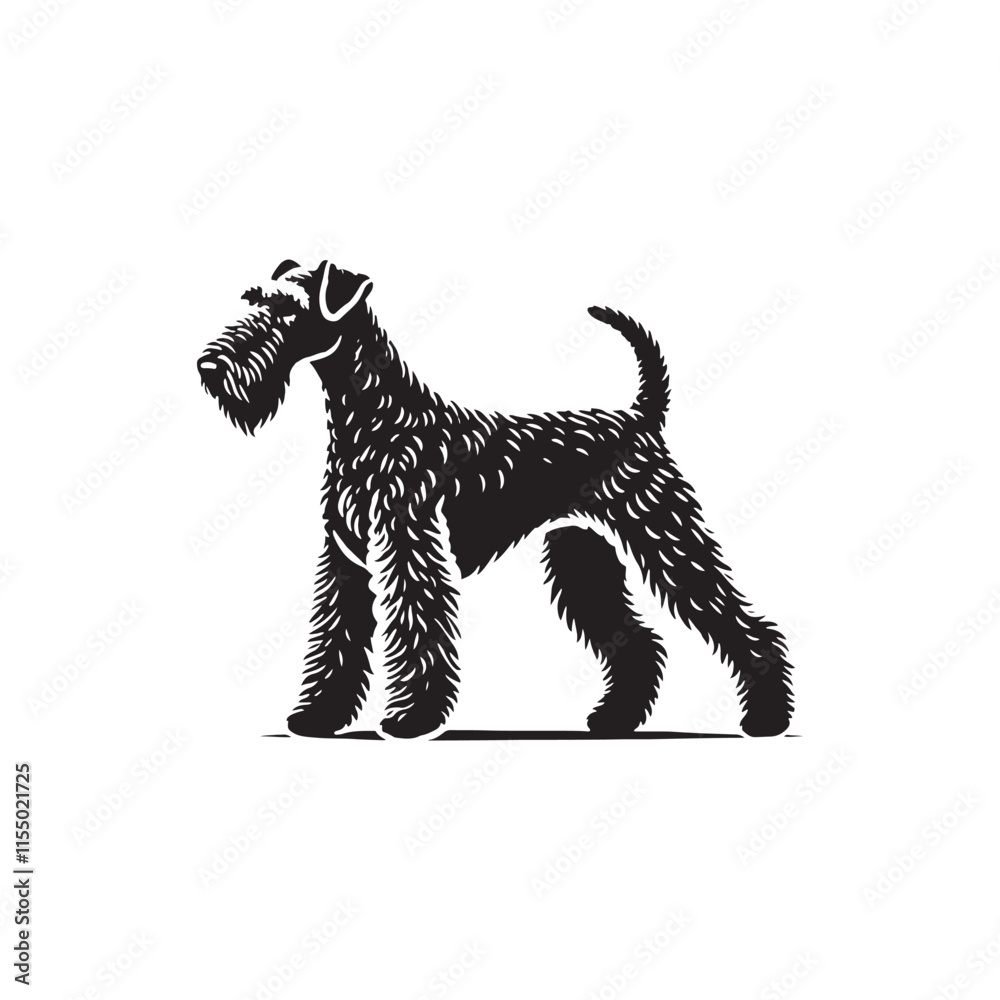 Airedale Terrier Dog Vector - Minimalist Dog Silhouette - Illustration of dog. Airedale Terrier Dog Vector - Minimalist Dog Silhouette - Illustration of dog.