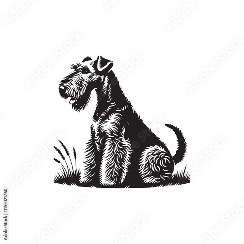 Airedale Terrier Dog Vector - Minimalist Dog Silhouette - Illustration of dog.