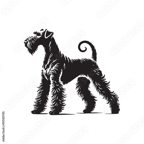 Airedale Terrier Dog Vector - Minimalist Dog Silhouette - Illustration of dog.