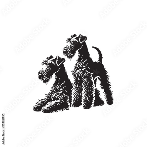 Airedale Terrier Dog Vector - Minimalist Dog Silhouette - Illustration of dog.