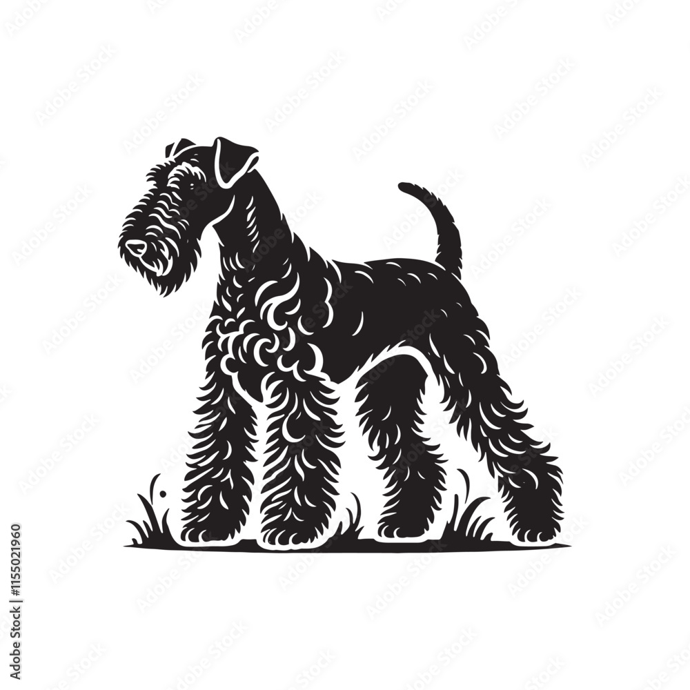 Airedale Terrier Dog Vector - Minimalist Dog Silhouette - Illustration of dog. Airedale Terrier Dog Vector - Minimalist Dog Silhouette - Illustration of dog.