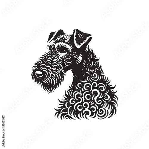 Airedale Terrier Dog Vector - Minimalist Dog Silhouette - Illustration of dog.