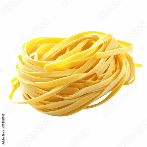 Italian egg pasta nest isolated on transparent background Generative Ai.
