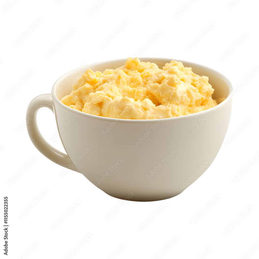 Flavorful Microwave scrambled eggs in a cup isolated on transparent background Flavorful Microwave scrambled eggs in a cup isolated on transparent background