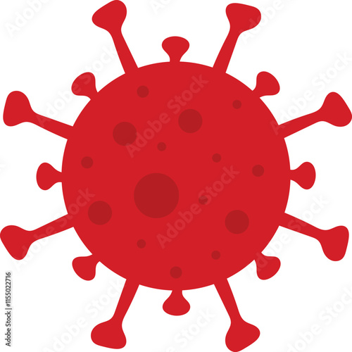 Bright Red Virus Flat Vector Icon Design