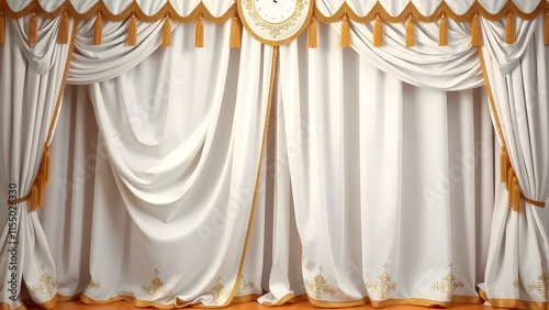 white velvet curtains with silk texture as a theater stage backdrop photo