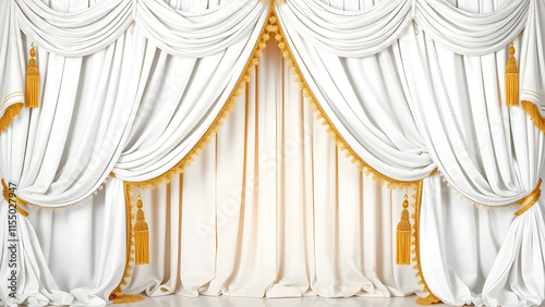 Elegant white curtains in a luxurious interior setting