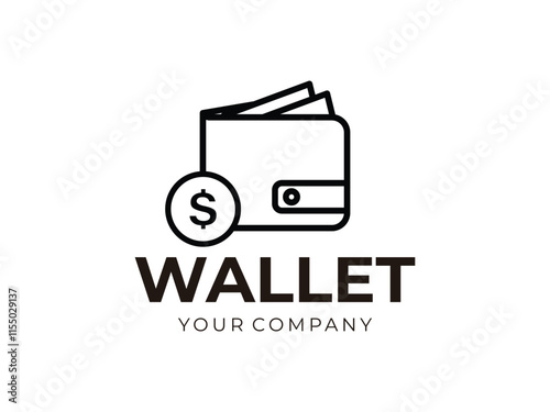 wallet logo design. linear style money payment financial vector illustration Money Wallet Vector Outline icon for your digital stock illustration